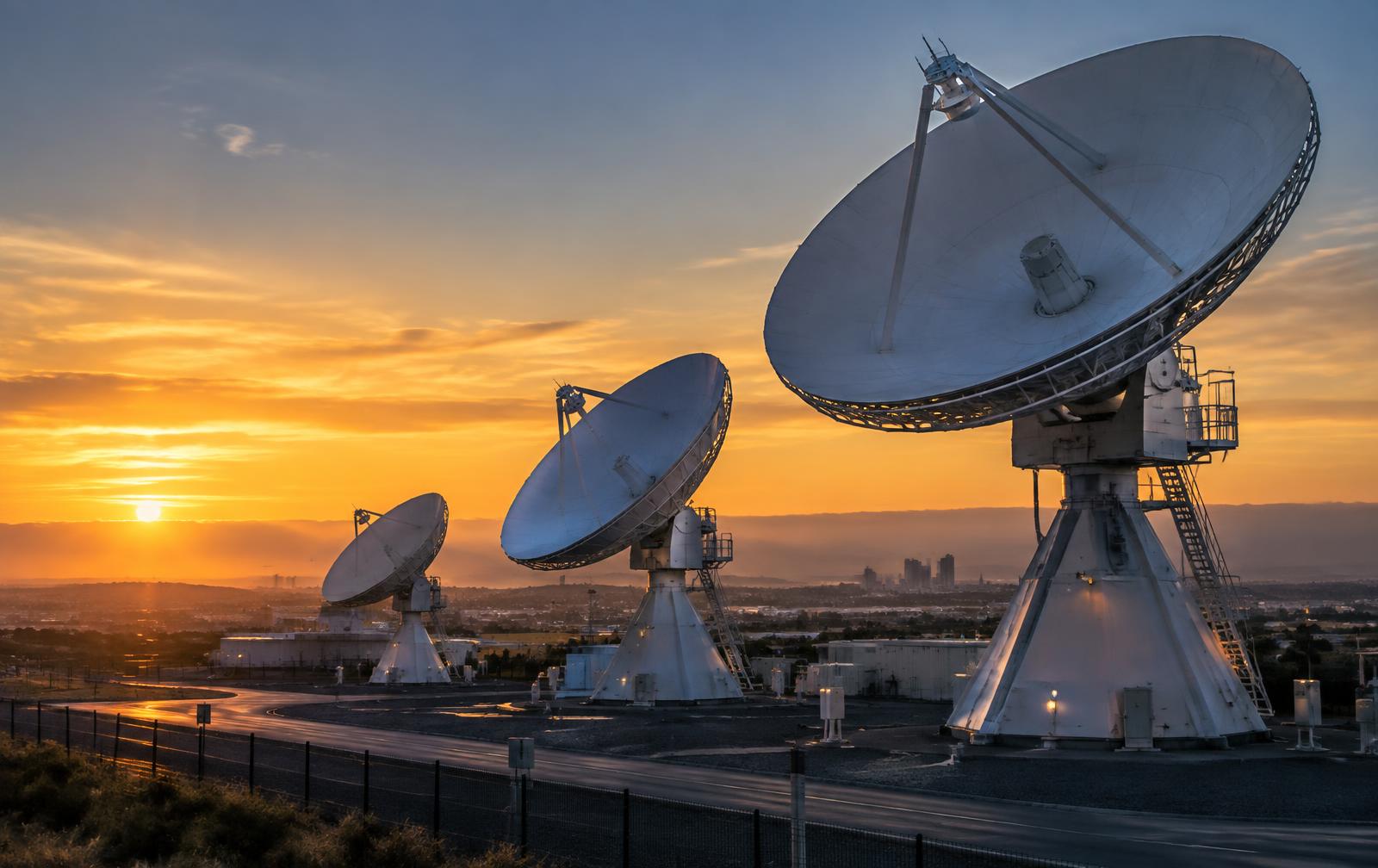 Satellite ground station connecting orbital infrastructure to terrestrial markets